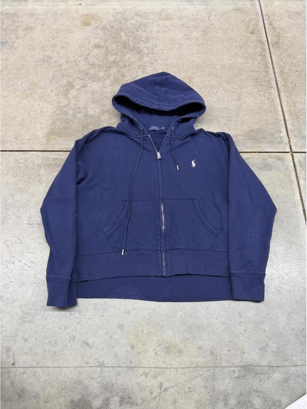 vintage polo ralph lauren navy small logo zip up hoodie size large WOMENS